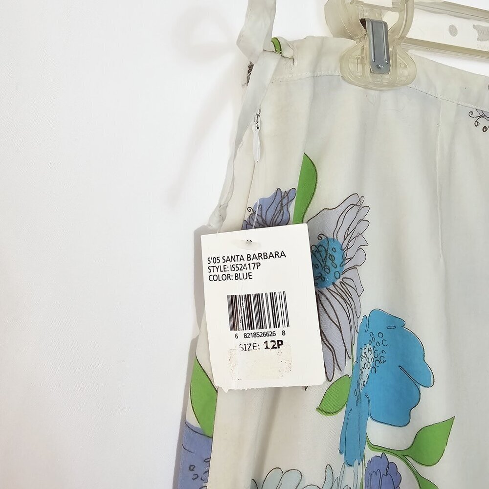 IZOD Blue and Green White Floral Midi Skirt Vintage Y2K 90's NWT size 12P - Picture 3 of 5